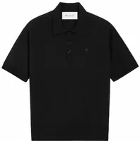 Wool Short Sleeve Ami De Coeur Polo Black/Black
