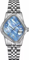 Laarvee Fluted Bezel Steel Blue Mother-of-Pearl