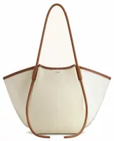 Wide Tote Bag Brown Canvas