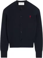 Ami De Coeur Crewneck Wool Cardigan Blue