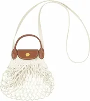 Longchamp Le Pliage Filet XS Mesh Bag Ecru