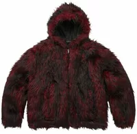 x Ys Faux Fur Windstopper Hooded Bomber Jacket Red