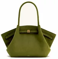 JW PEI Hana Medium Faux Suede Tote Bag Dark Olive