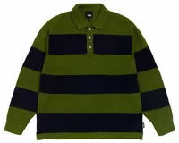 Stussy Pique Knit Stripe Rugby Olive