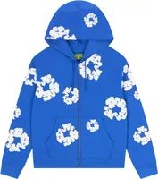 Cotton Wreath Zip Hoodie Blue