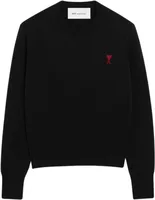 Ami De Coeur Crewneck Wool Sweater Black
