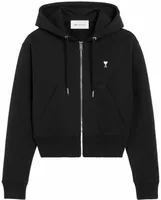 Ami De Coeur Zipped Cotton Hoodie Black/White Cream (W)