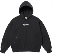 Supreme x MM6 Maison Margiela Box Logo Zip Up Hooded Sweatshirt Black