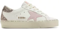 Golden Goose Hi-Star White Leather Pink Suede Star Glitter Heel (W)