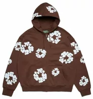 Cotton Wreath Zip Hoodie Brown