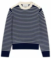 Sailor Striped Wool Crewneck Sweater Navy/Ivory