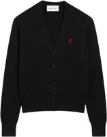 Ami De Coeur Contrasted Merino Wool Cardigan Black