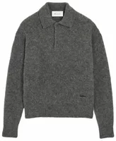 Wool and Alpaca Polo with Ami Embroidery Carbon Grey