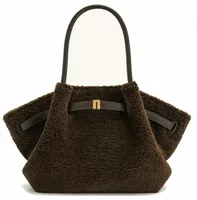 JW PEI Hana Medium Faux Fur Tote Bag Mocha Brown