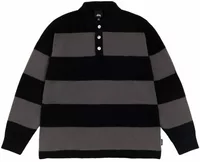 Stussy Pique Knit Stripe Rugby Black