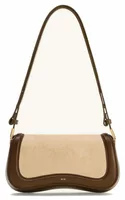 Faux Suede Shoulder Bag Khaki Brown
