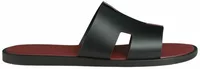 Hermes Izmir Sandal Noir Rouge H Smooth Calfskin Leather