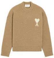 Ami De Coeur Crewneck Alpaca Sweater Mastic Beige/Ecru