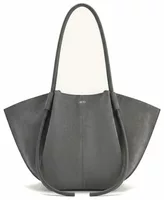 Faux Suede Wide Tote Bag Dark Gray
