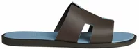 Hermes Izmir Sandal Moka Bleu Jean Smooth Calfskin Leather