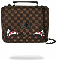 Sprayground Sharks In Paris WTF Bubble Brown Check Handbag Brown