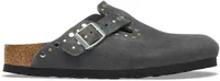 Birkenstock Boston Rivet Suede Charcoal Tonal FB