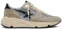 Golden Goose Running Sole Silver Glitter Dove Gray Suede (W)