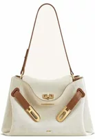 Double Buckle Shoulder Bag Brown Canvas