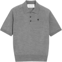 Ami Paris Ami De Coeur Short Sleeve Polo Grey