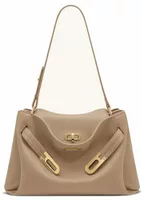 Pebbled Double Buckle Shoulder Bag Khaki