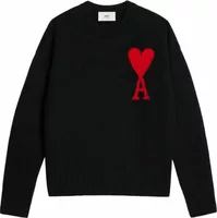 Ami Paris Ami De Coeur Crewneck Oversized Sweater Black/Red