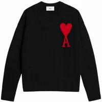 Ami Paris Ami De Coeur Crewneck Oversized Sweater Black/Red