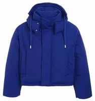 Ami De Coeur Hooded Nylon and Cotton Down Jacket Royal Blue