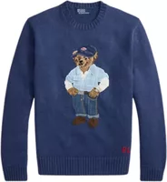 Polo Bear Linen Cotton Jumper Light Navy