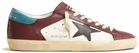 Golden Goose Super-Star Crackle Leather Brown Star Teal Heel Tab (M)