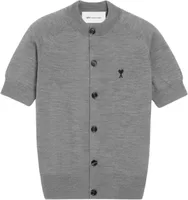 Ami Paris Ami De Coeur Short Sleeve Cardigan Grey