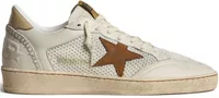 Golden Goose Ball Star White Nappa Mesh Tobacco Nubuck Star Beige Heel Tab (W)