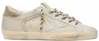 Super-Star Beige Leather Suede Star Platinum Heel Tab (W)