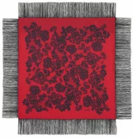 Large Bandana Helia Lace Fringes Coral Red