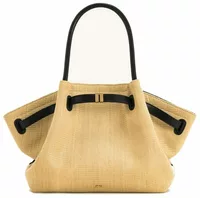 JW PEI Hana Medium Faux Straw Tote Bag Brown Straw