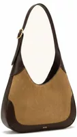 Faux Suede Trim Hobo Bag Brown