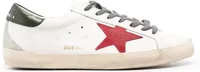 Super-Star White Leather Red Suede Star Green Heel