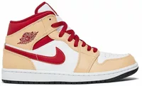 Nike Air Jordan 1 Mid Beige White Red