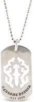 Chrome Hearts Cut-Out Cross Dog Tag Pendant Necklace Silver