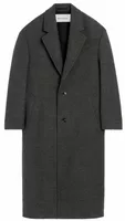 Long Single Breasted Wool Coat Carbon Grey