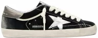 Super-Star Black Leather White Star Silver Heel Tab