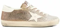 Golden Goose Super-Star Beige Suede Multicolored Crystals Cream Colored Leather Star Heel Tab (W)