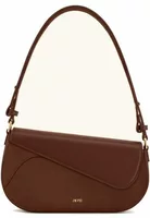 Faux Suede Panel Shoulder Bag Mocha Brown