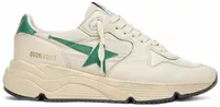 Golden Goose Running Sole Cream Nylon Leather Green Leather Star (W)
