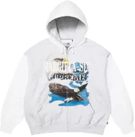 Supreme x MM6 Maison Margiela Eagle Zip Up Hooded Sweatshirt Ash Grey
